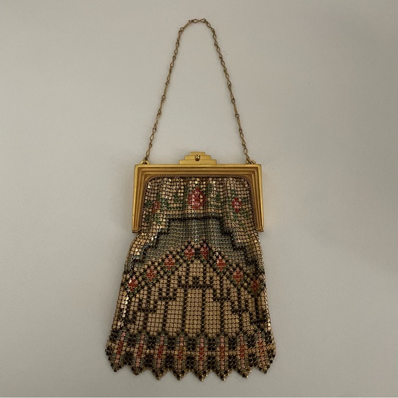 Whiting & Davis Antique 1920s Edwardian Multi-Color Mesh/Metal Bag Purse - Picture 2 of 13